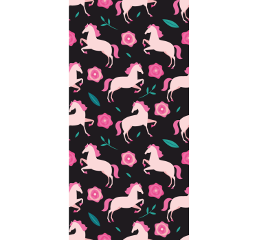 Papel tapiz animales caprichosas flores ecuestres - TenVinilo