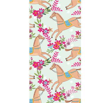 Papel tapiz animales flores ecuestres - TenVinilo