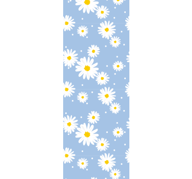 Papel pintado de flores Flores blancas con fondo azul - TenVinilo
