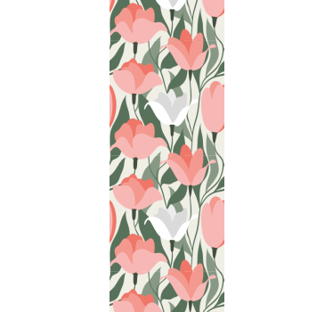 Papel tapiz flores patrón de tulipanes botánicos - TenVinilo