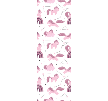 Papel pared infantil Unicornios divertidos con constelaciones de  - TenVinilo