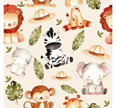 Papel tapiz animales amigos animales safari - TenVinilo
