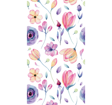 Papel tapiz flores acuarela floral - TenVinilo