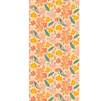 Papel tapiz flores motivo floral cítrico - TenVinilo