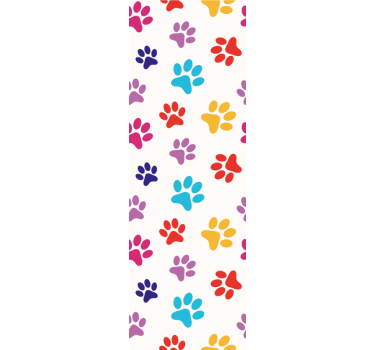 Papel tapiz perros patrones de patas de colores - TenVinilo