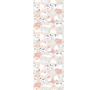 Papel tapiz animales mural de cachorros juguetones - TenVinilo