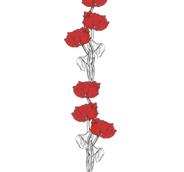 Papel tapiz flores tiras florales rojas - TenVinilo