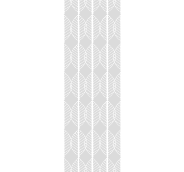 Papel pared nórdico Línea blanca de hojas sobre gris - TenVinilo