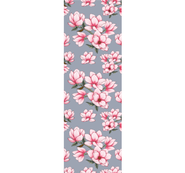 Papel tapiz flores patrón de color rosa magnolia - TenVinilo
