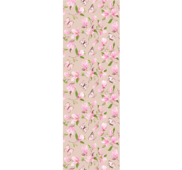 Papel tapiz flores magnolias y mariposas - TenVinilo