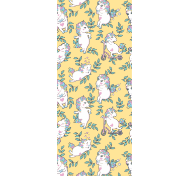 Papel tapiz animales unicornios jugando - TenVinilo