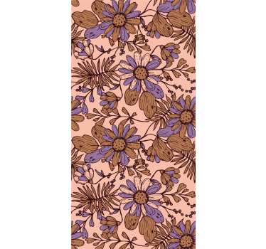 Papel tapiz flores patrones marrones florecientes - TenVinilo