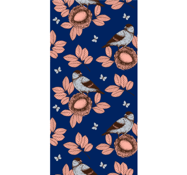 Papel pintado de pájaros Nido de pájaro azul estilo africano - TenVinilo