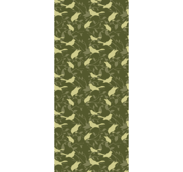 Papel tapiz pájaros patrón simple verde - TenVinilo
