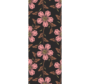 Papel tapiz flores arreglo rosa y negro - TenVinilo