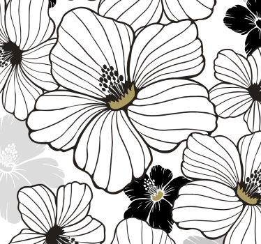 Papel tapiz flores flores en blanco y negro - TenVinilo
