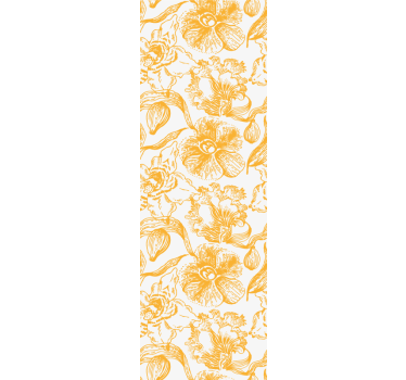 Papel tapiz flores patrón vintage amarillo - TenVinilo