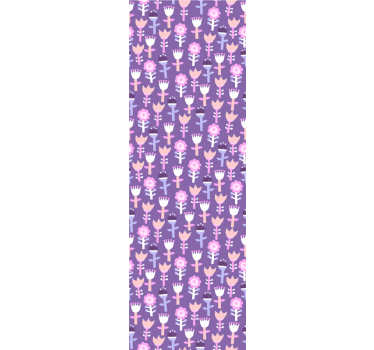 Papel pared infantil Tonos morados patrón de flores abstractas - TenVinilo