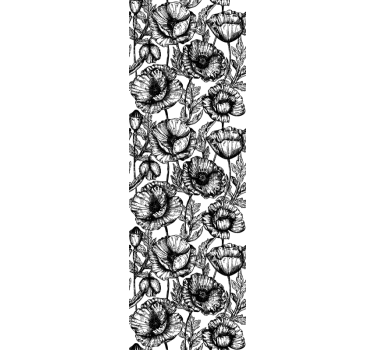 Papel tapiz flores patrón floral negro - TenVinilo