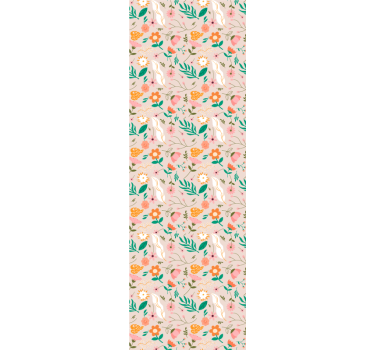 Papel tapiz flores patrón floreciente y plumas - TenVinilo