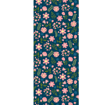 Papel tapiz flores patrón rosa y azul - TenVinilo