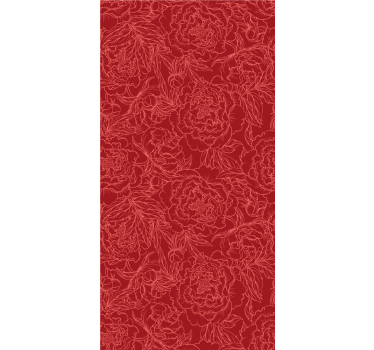 Papel tapiz flores patrón de rosas de contorno rojo - TenVinilo
