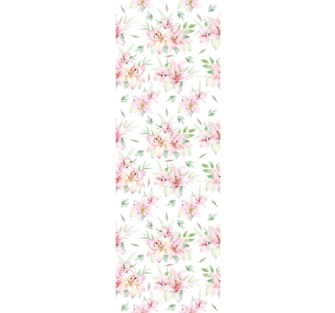 Papel tapiz flores patrón rosa y blanco - TenVinilo