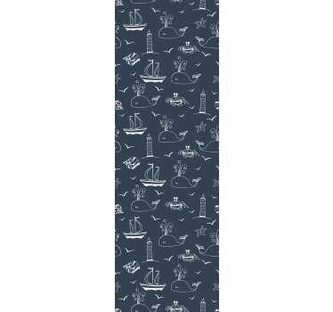 Papel tapiz peces escena náutica de ballena - TenVinilo