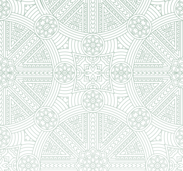 Papel tapiz recámara matrimonial patrón azteca bohemio verde - TenVinilo