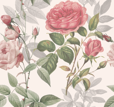 Papel tapiz para cabecera rosas grandes - TenVinilo