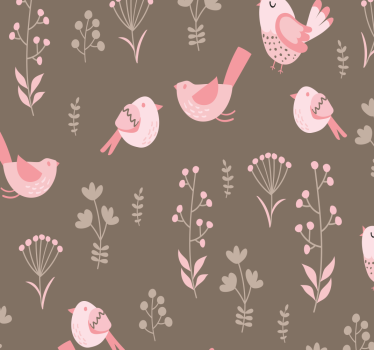 Papel tapiz pájaros patrón floral aviar - TenVinilo