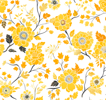 Papel tapiz amarillo estilo japones - TenVinilo