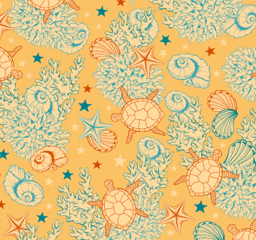 Papel tapiz peces conjunto de motivos marinos - TenVinilo