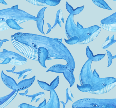 Papel tapiz peces patrones de ballenas acuáticas - TenVinilo
