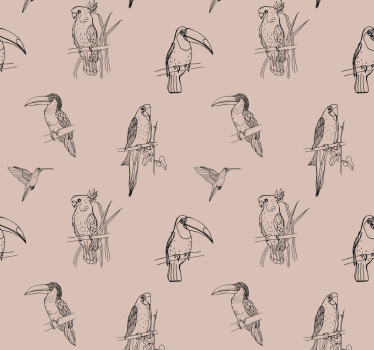 Papel tapiz pájaros motivo de dibujo aviar - TenVinilo