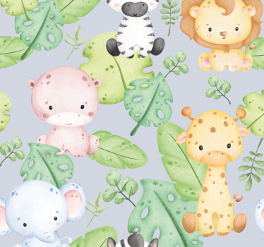 Papel tapiz animales diseño de bebe - TenVinilo