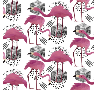Papel tapiz pájaros desfile de flamencos - TenVinilo