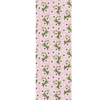 Papel pared de flores blancas con fondo rosa - TenVinilo