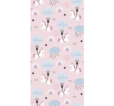 Papel decorativo rosado para niños con unicornios - TenVinilo