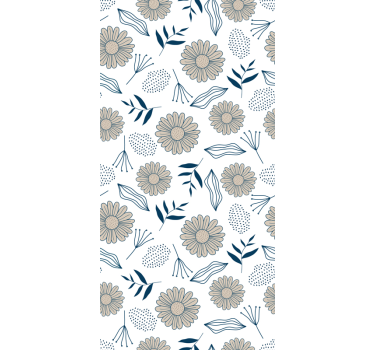 Papel para pared de patrón de flores beige  - TenVinilo