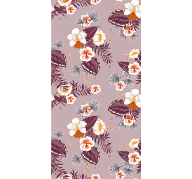 Papel tapiz flores patrón floral de orquídea - TenVinilo