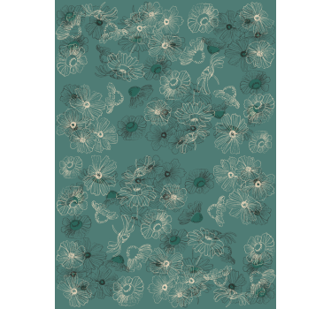 Papel tapiz flores elegante exhibición verde - TenVinilo