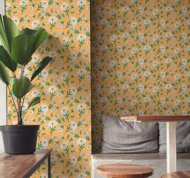 Papel pintado flores patrón margaritas - TenVinilo