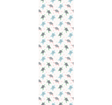 Papel tapiz animales tortugas pequeñas verdes y azules - TenVinilo