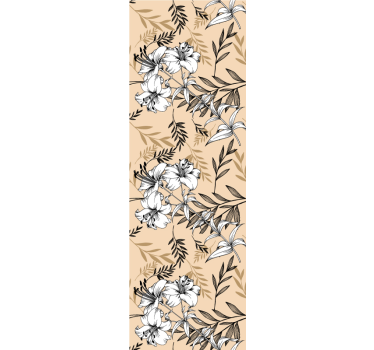 Papel pintado de flores patrón floral negro y amarillo - TenVinilo