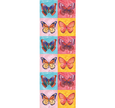 Papel pintado recibidor azulejos mariposas vintage - TenVinilo