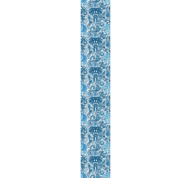 Papel tapiz elefantes diseño étnico azul - TenVinilo