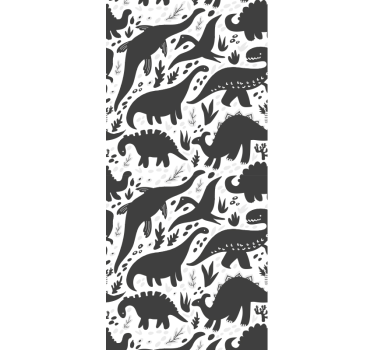 Papel pintado de dinosaurios blanco y negro - TenVinilo