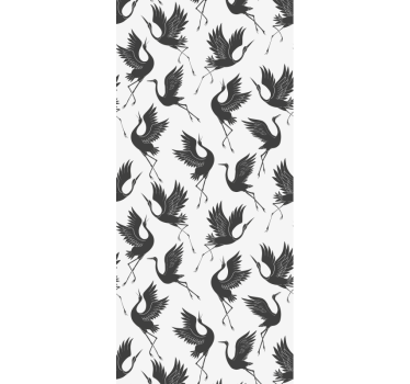 Papel tapiz pájaros motivo de silueta de grulla - TenVinilo