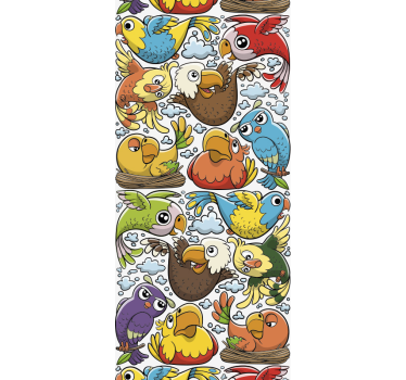 Papel tapiz pájaros patrón de loro juguetón - TenVinilo